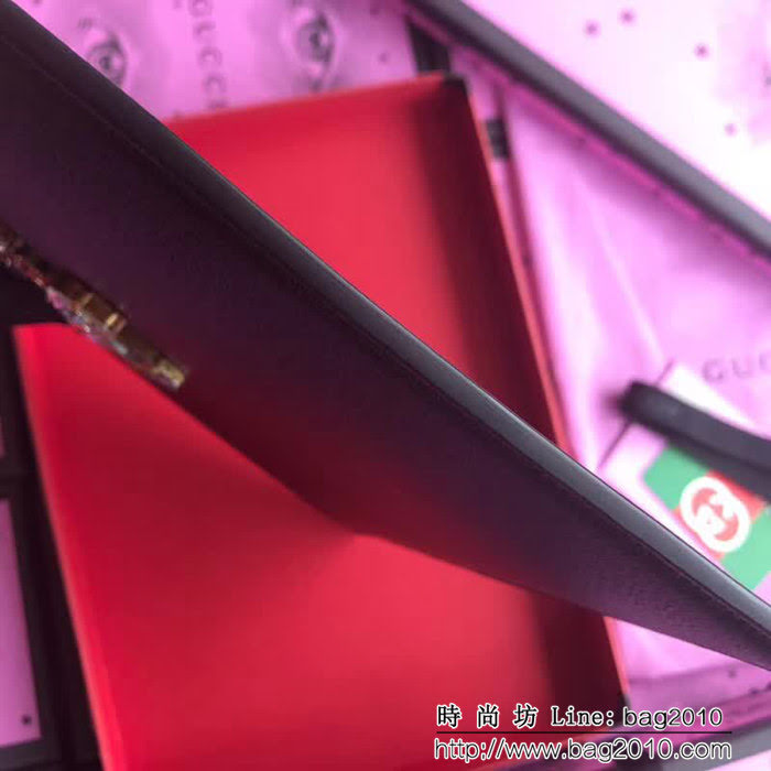 GUCCI古馳 歐洲正品原單 紅色水晶 女士手包 499799 啡色全皮 WTG1528